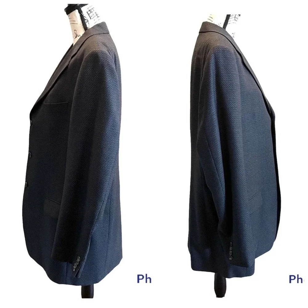 PAL ZILERI GRUPPO FORALL Mens Jacket Blazer Navy Blue Black Size 46L Sport Coat